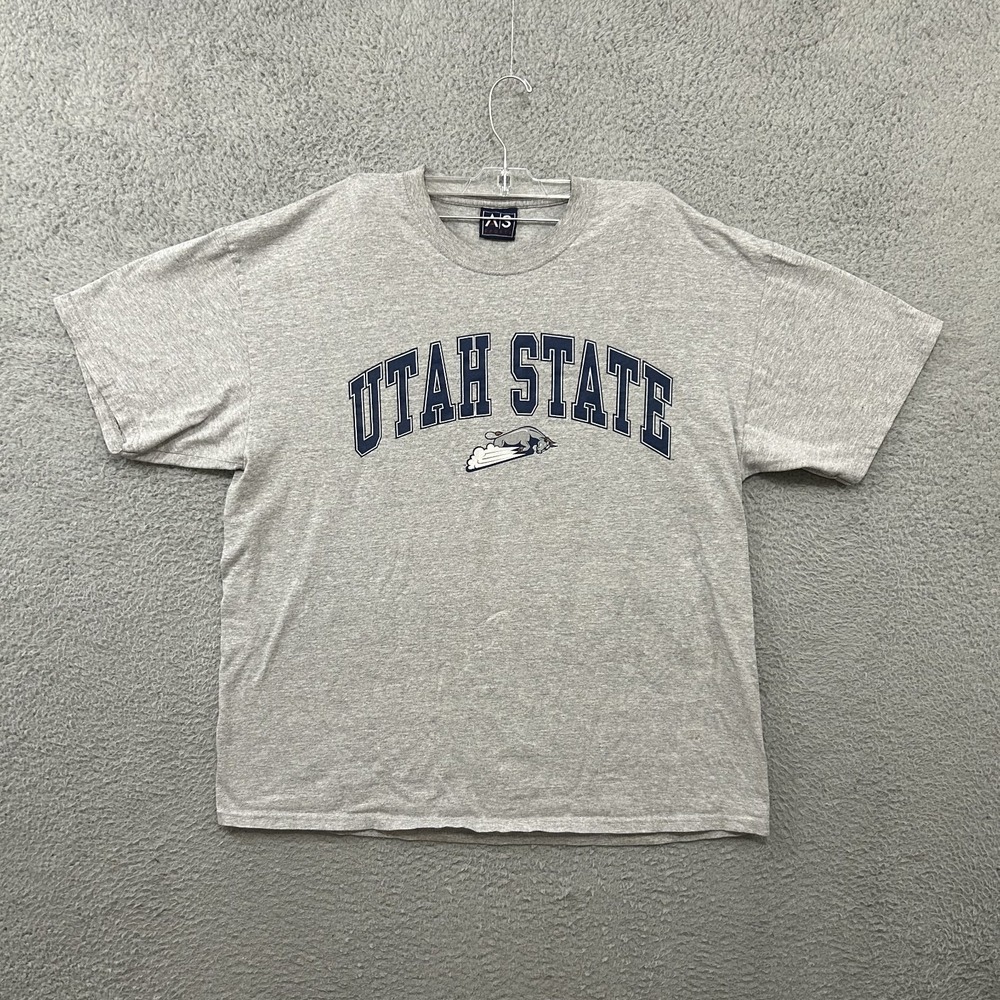 Utah State Aggies Shirt Mens Extra Large Gray Short Sleeve Crew Neck‎ Cotton Y2K